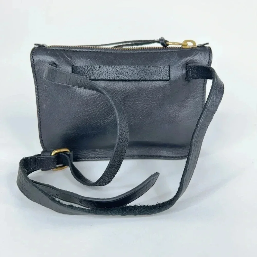 Madewell Simple Pouch Belt Bag Black Leather Neutral Adjustable Strap Small